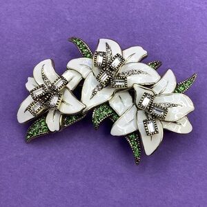 Heidi Daus White Lily Spray Brooch Hope Purity Peace